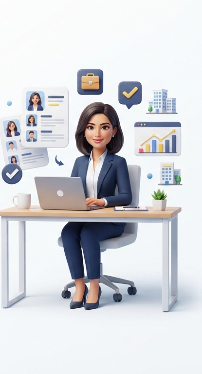 Employer managing hiring on a laptop
